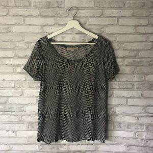 Ann Tayler LOFT Black & White Short Sleeve Top